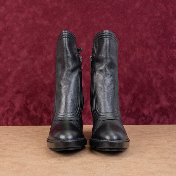 Aquatalia Wmn Illiana Weatherproof Zip Black Leather Block Heel Ankle Boots 11 - Picture 3 of 8